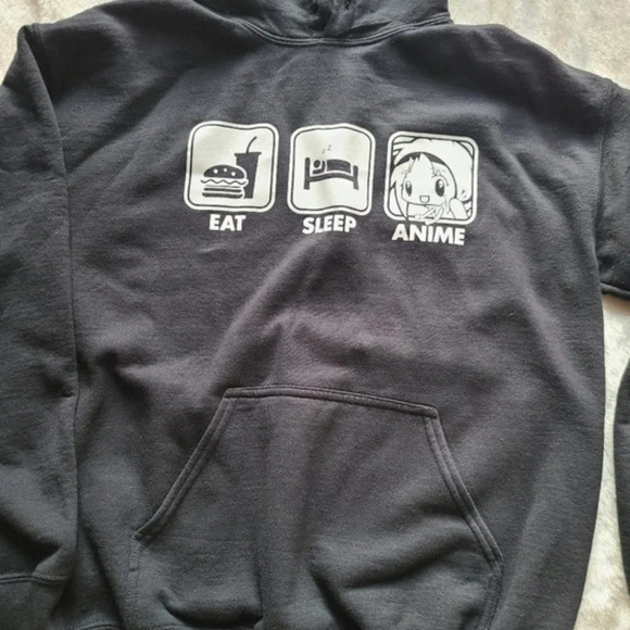 EAT, SLEEP, ANIME pullover hoodie, Size M - Picture 3 of 7